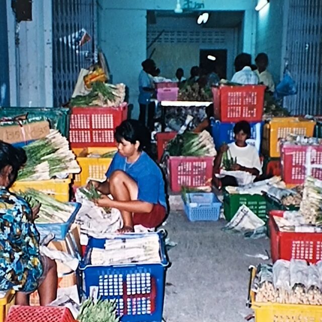タイのホアヒン近郊にあったアスパラガス集荷場の様子（1990年撮影）